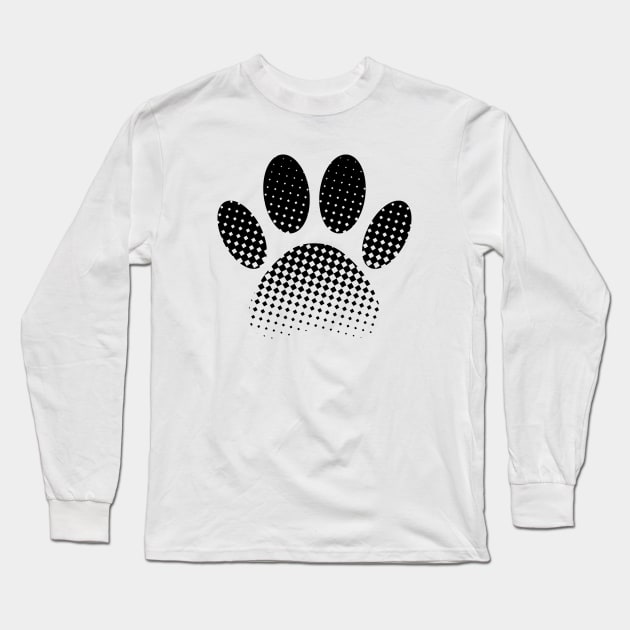 Check Pattern Halftone Dog Paw Print Long Sleeve T-Shirt by Braznyc